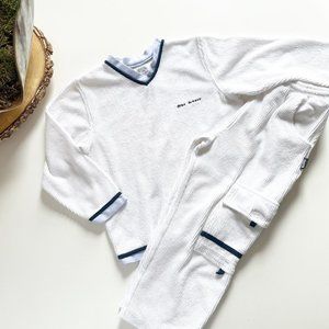 • Kanz White Ribbed Terry Cloth Set • 6/7